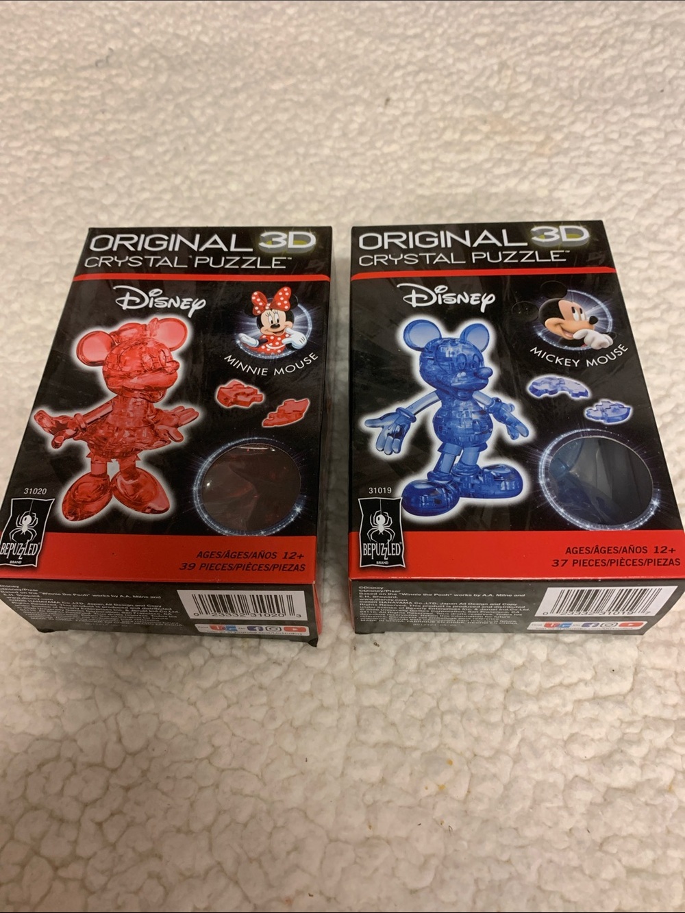 Disney Bepuzzled NEW red Minnie & Blue Mickey Original 3D Crystal Puzzle Pair
